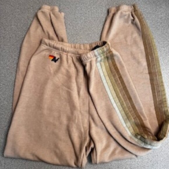 Aviator Nation 5 STRIPE SWEATPANTS in SAND // Tan //Green - Picture 2 of 9